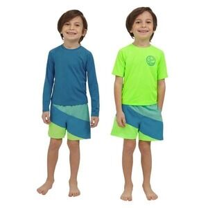 Lands' End Kids' 3-piece Swim Set Boys Size 5‎ Blue & Green New with Tags!